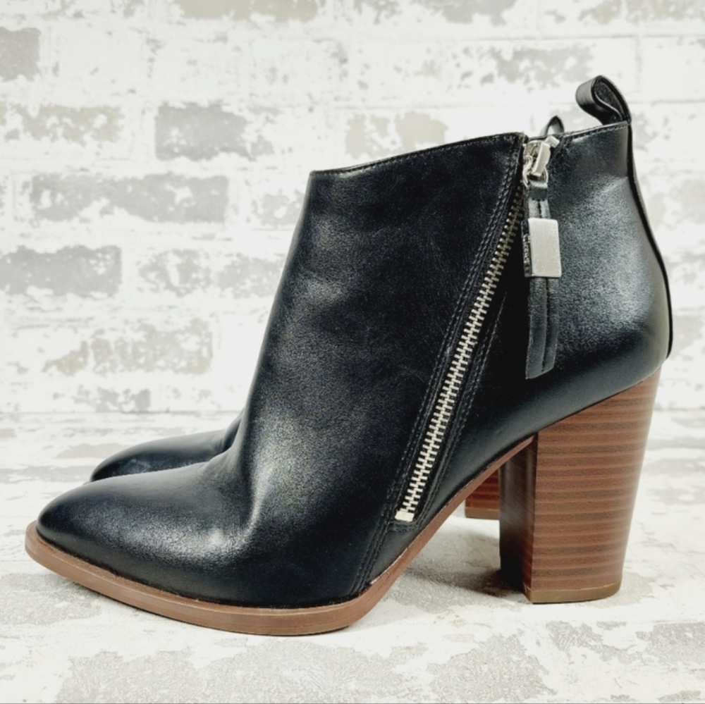 Circus By Sam Edelman Blythe Black Faux Leather Block Heel Ankle Boots K317 💗